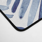Indigo herringbone - watercolor blue chevron Desk Mat Gallery Image 4