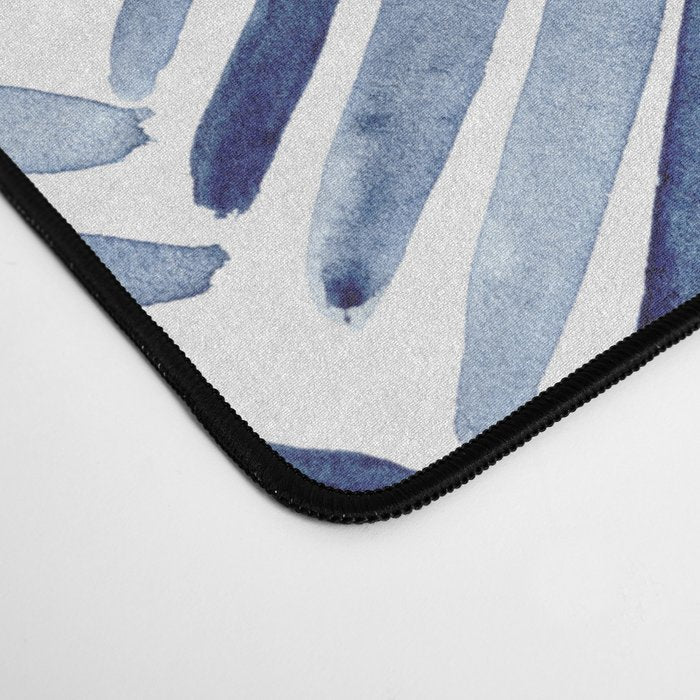 Indigo herringbone - watercolor blue chevron Desk Mat Gallery Image 4
