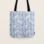 Indigo herringbone - watercolor blue chevron Tote Bag Gallery Image 1