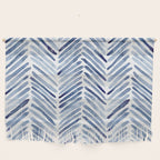 Indigo herringbone - watercolor blue chevron Wall Hanging Gallery Image 1