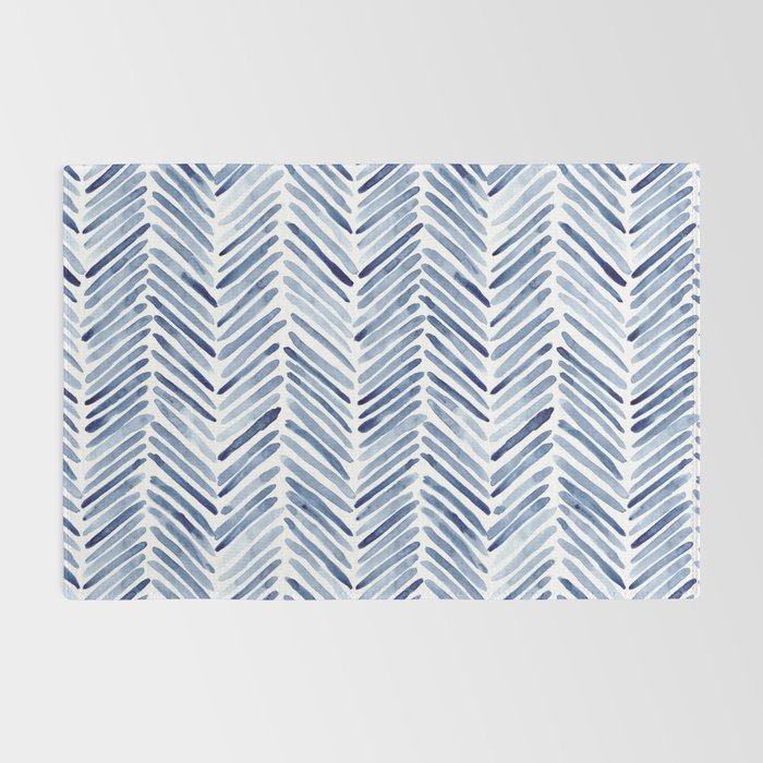 Indigo herringbone - watercolor blue chevron Rug Gallery Image 2