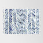 Indigo herringbone - watercolor blue chevron Rug Gallery Image 2