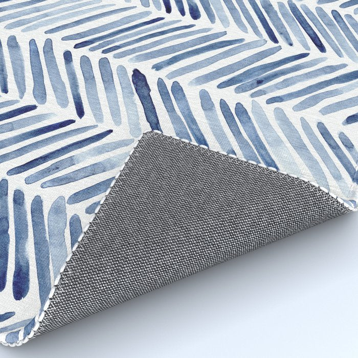 Indigo herringbone - watercolor blue chevron Rug Gallery Image 4