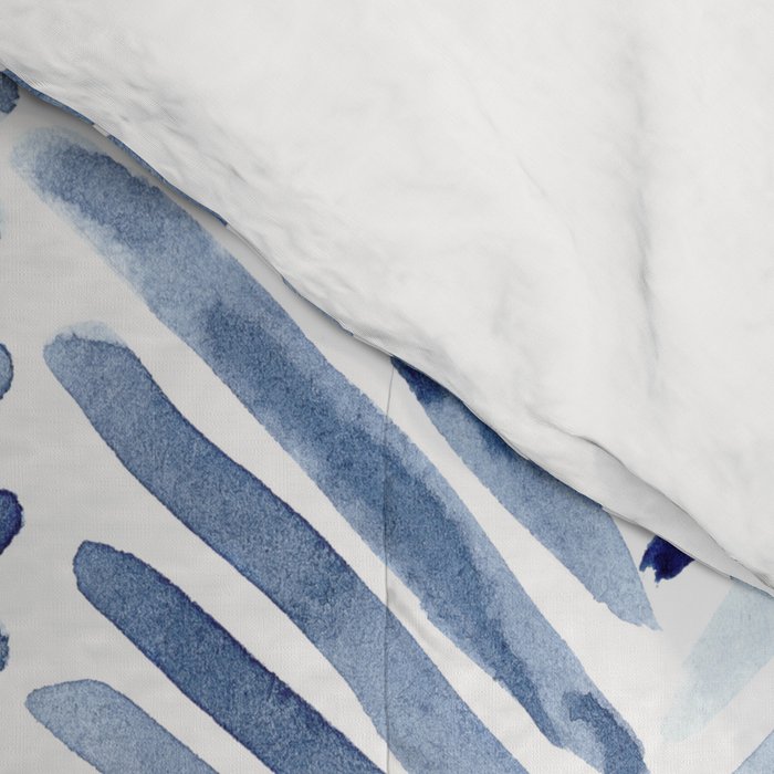 Indigo herringbone - watercolor blue chevron Comforter Gallery Image 4