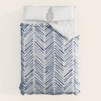 Indigo herringbone - watercolor blue chevron Duvet Cover Gallery Image 6