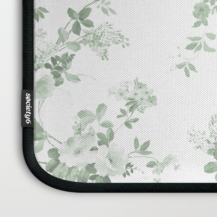 Elegant vintage green white roses shabby floral Laptop Sleeve Gallery Image 3