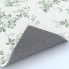 Elegant vintage green white roses shabby floral Rug Gallery Image 4