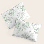 Elegant vintage green white roses shabby floral Pillow Sham Gallery Image 3