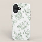 Elegant vintage green white roses shabby floral iPhone Case Gallery Image 1