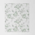Elegant vintage green white roses shabby floral Throw Blanket Gallery Image 2