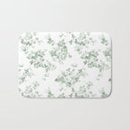 Elegant vintage green white roses shabby floral Bath Mat Gallery Image 1