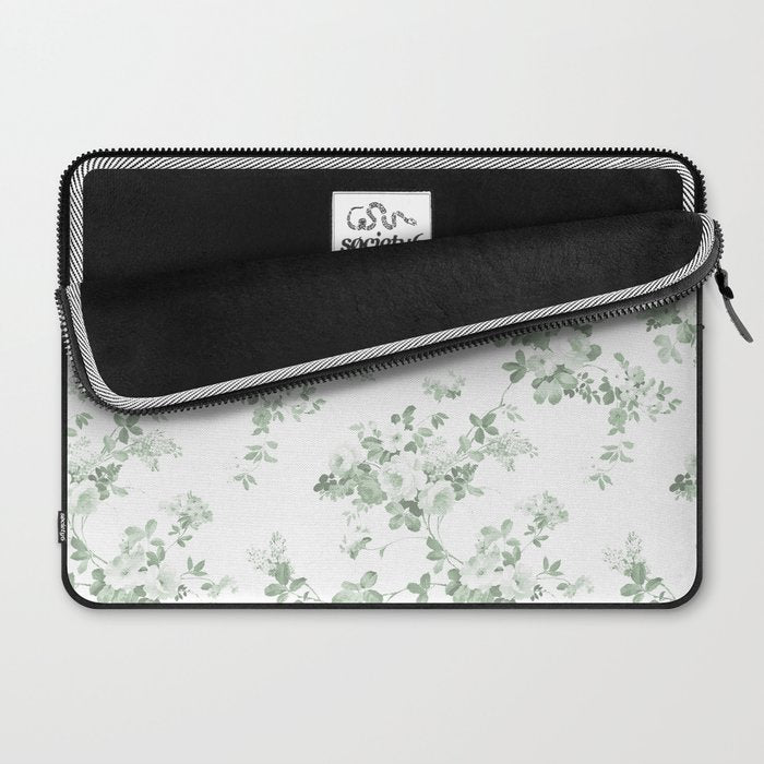 Elegant vintage green white roses shabby floral Laptop Sleeve Gallery Image 2
