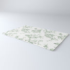 Elegant vintage green white roses shabby floral Rug Gallery Image 3