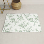 Elegant vintage green white roses shabby floral Rug Gallery Image 1