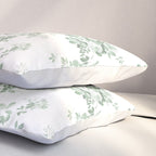 Elegant vintage green white roses shabby floral Pillow Sham Gallery Image 3