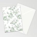 Elegant vintage green white roses shabby floral Stationery Card Gallery Image 2