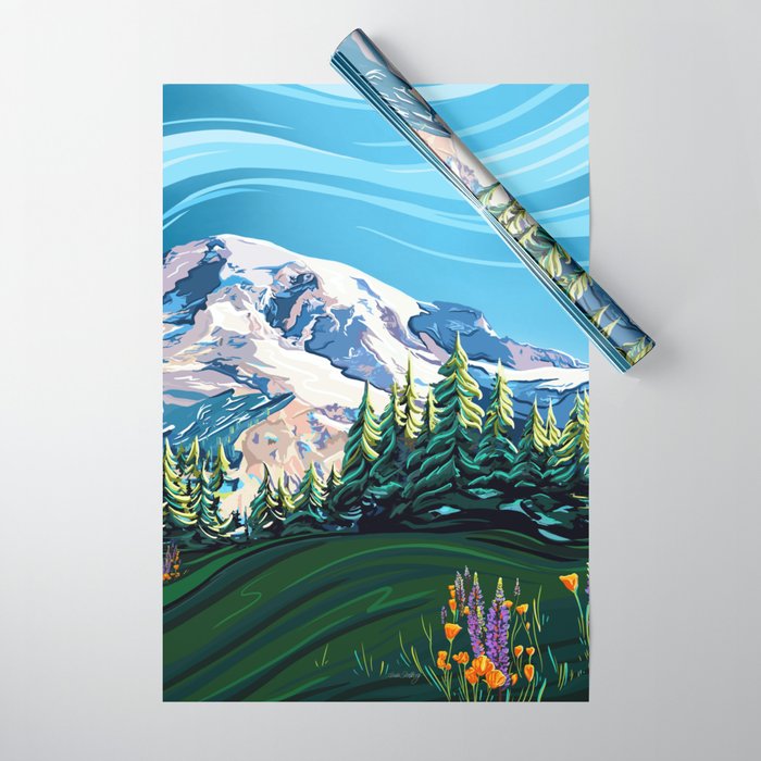 Wildflowers on Mount Rainier Wrapping Paper Gallery Image 1