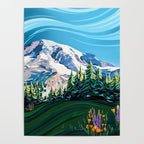 Wildflowers on Mount Rainier Poster Gallery Image 4