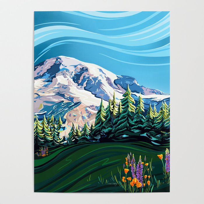 Wildflowers on Mount Rainier Poster Gallery Image 4