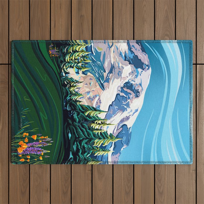 Wildflowers on Mount Rainier Outdoor Rug Gallery Image 1