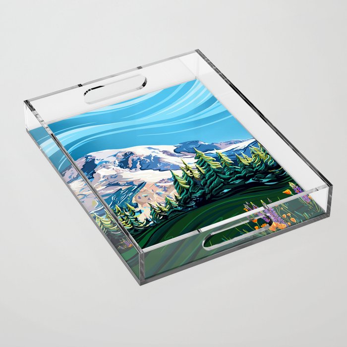Wildflowers on Mount Rainier Acrylic Tray Gallery Image 1
