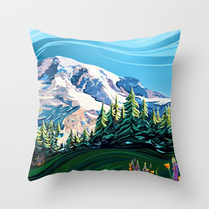 Wildflowers on Mount Rainier Throw Pillow Gallery Image 6