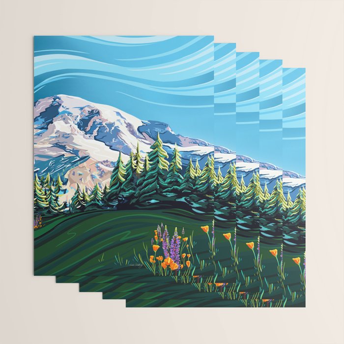 Wildflowers on Mount Rainier Wrapping Paper Gallery Image 3