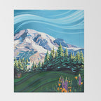 Wildflowers on Mount Rainier Throw Blanket Gallery Image 2