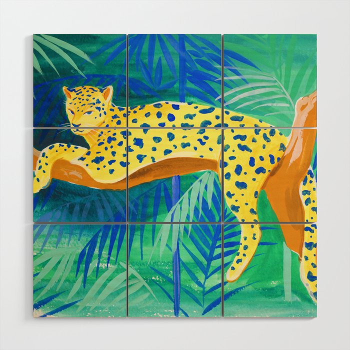 Leopard on Tree Wood Wall Art Gallery Image 1