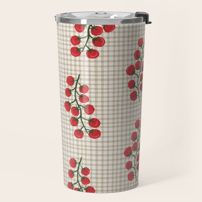 Cherry Tomato Plaid Farmers Market Travel Mug Gallery Image 2