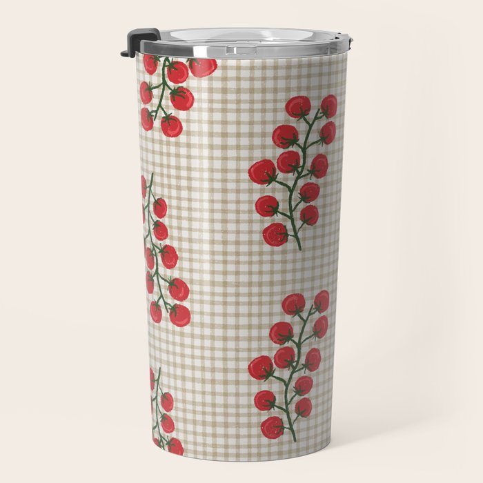 Cherry Tomato Plaid Farmers Market Travel Mug Gallery Image 3