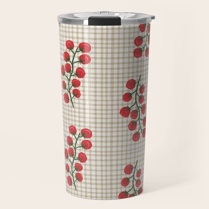 Cherry Tomato Plaid Farmers Market Travel Mug Gallery Image 1
