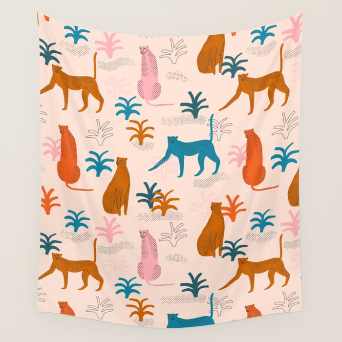 Rainbow cheetahs Wall Tapestry Gallery Image 1
