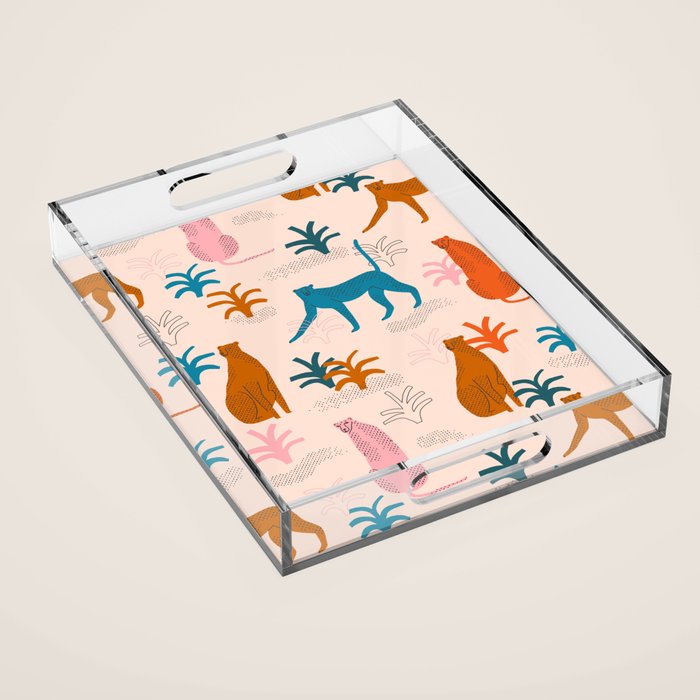 Rainbow cheetahs Acrylic Tray Gallery Image 1