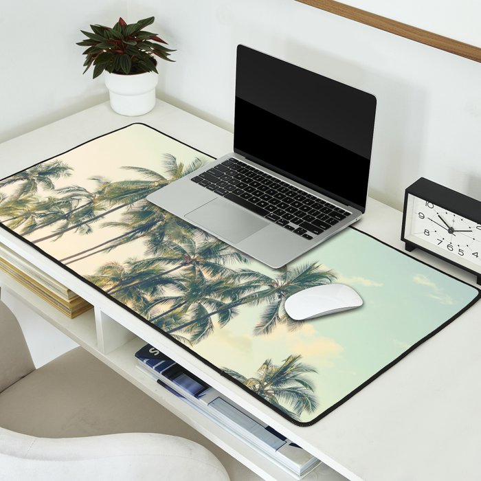Tropical Skies - Palm Trees, Beach Photography Desk Mat Gallery Image 2