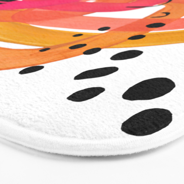 Modern Mid Century Fun Colorful Abstract Minimalist Painting Ombre Yellow Magenta Infinity Circles Bath Mat Gallery Image 3