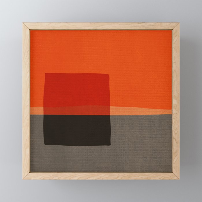 Orange Gray Red Minimalist Abstract Art Mini Art Print Gallery Image 1