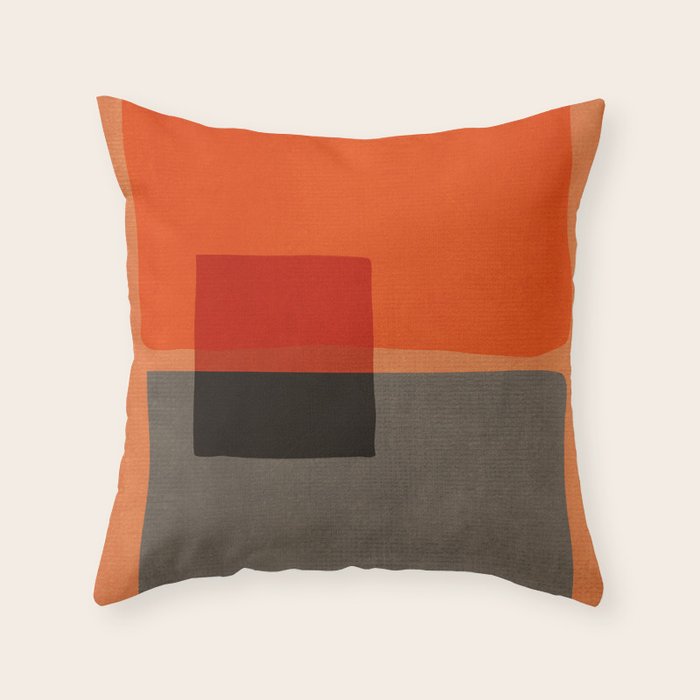 Orange Gray Red Minimalist Abstract Art Throw Pillow Gallery Image 6