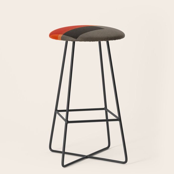 Orange Gray Red Minimalist Abstract Art Stool Gallery Image 1