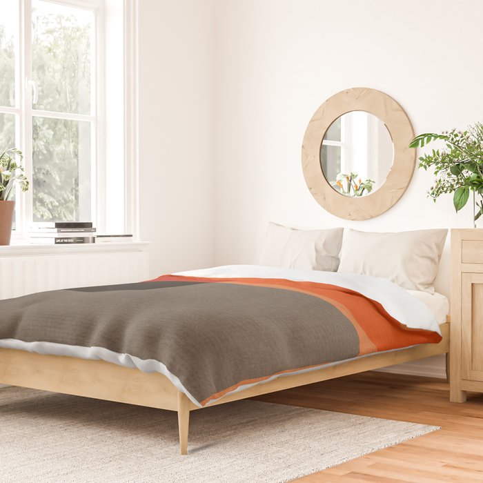Orange Gray Red Minimalist Abstract Art Duvet Cover Gallery Image 2