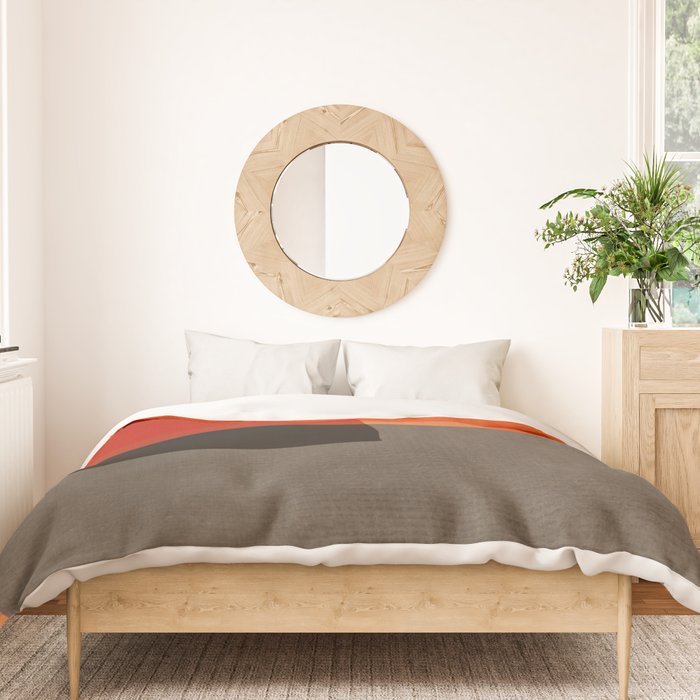 Orange Gray Red Minimalist Abstract Art Duvet Cover Gallery Image 3