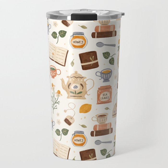 Gouache Books and Tea Travel Mug Gallery Image 1