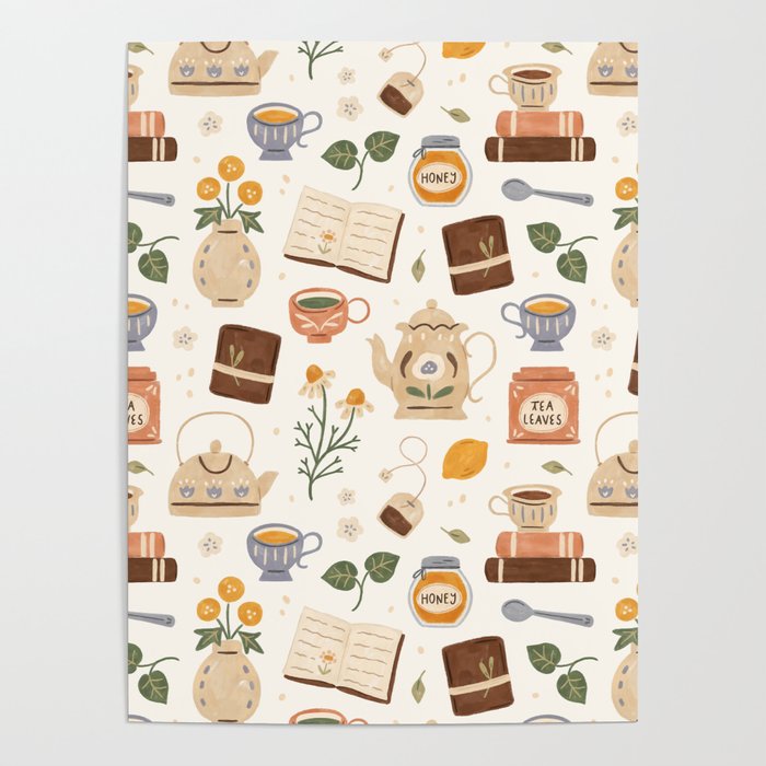 Gouache Books and Tea Poster Gallery Image 4