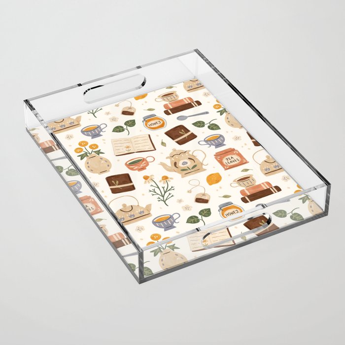 Gouache Books and Tea Acrylic Tray Gallery Image 1
