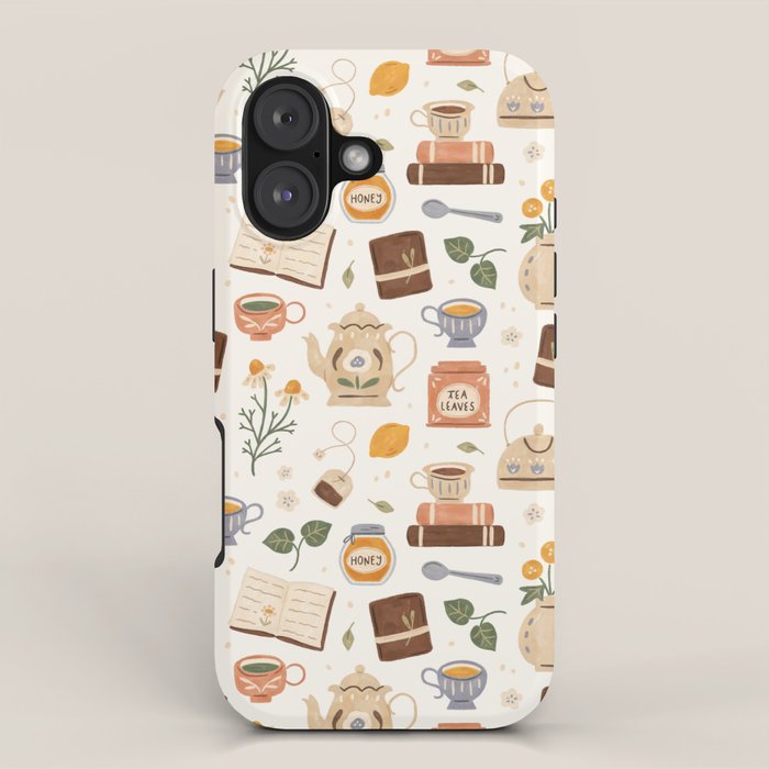 Gouache Books and Tea iPhone Case Gallery Image 1