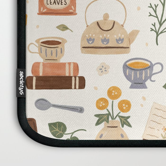 Gouache Books and Tea Laptop Sleeve Gallery Image 3
