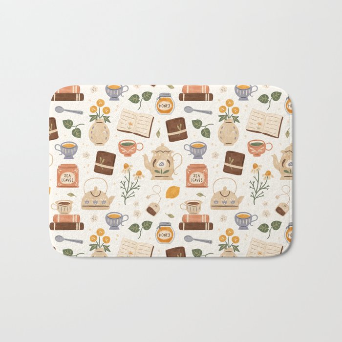 Gouache Books and Tea Bath Mat Gallery Image 1