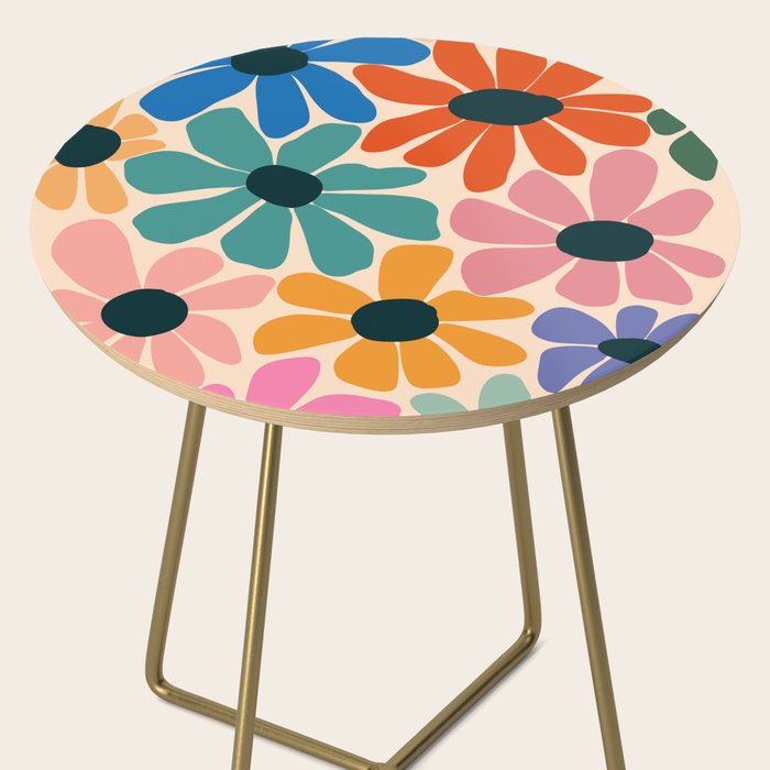 Retro Fun Floral - Rainbow color Side Table Gallery Image 2
