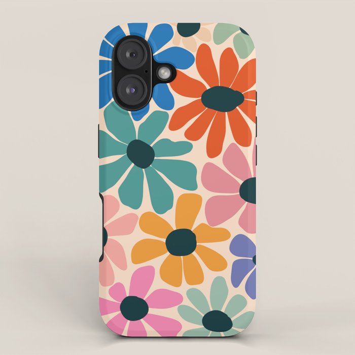 Retro Fun Floral - Rainbow color iPhone Case Gallery Image 1