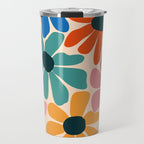 Retro Fun Floral - Rainbow color Travel Mug Gallery Image 1